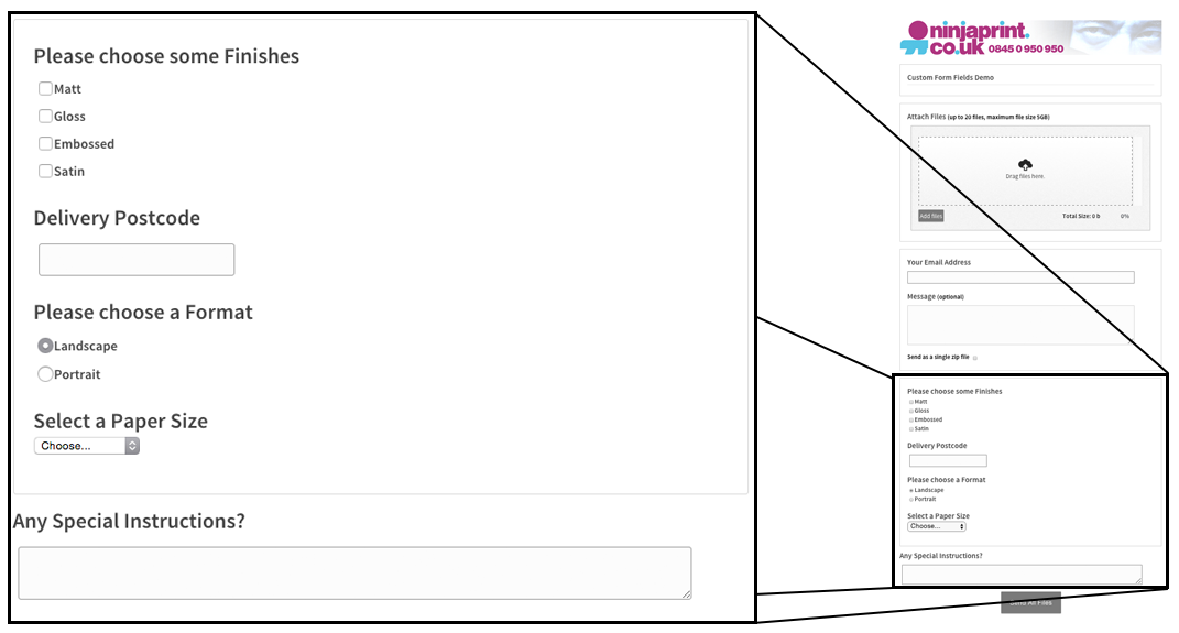 Add custom forms to MailBigFile Business