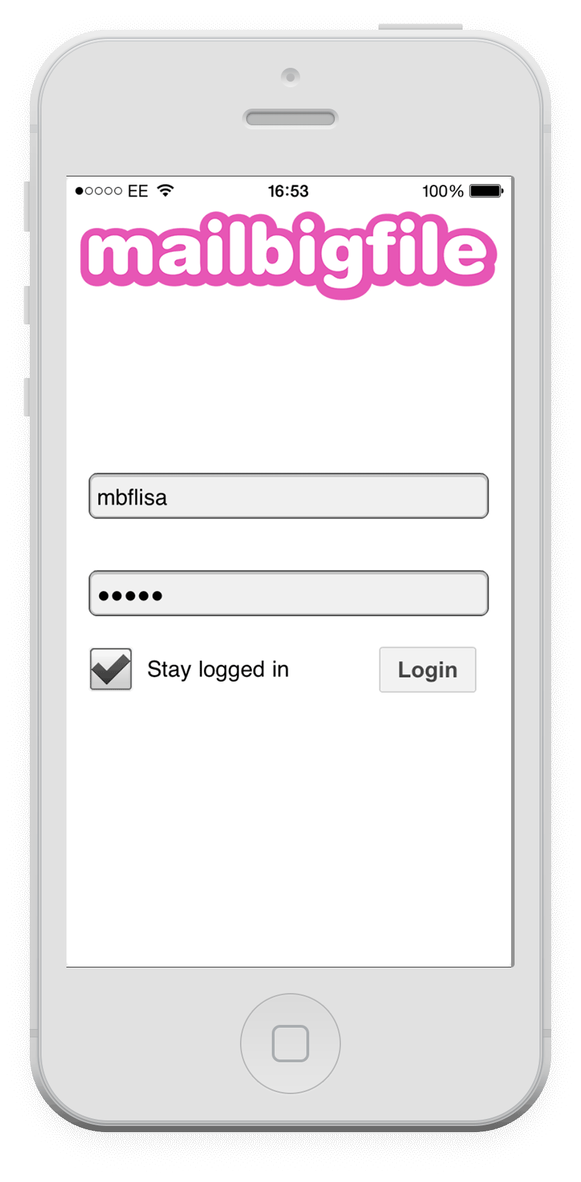Login Screen with user credentials